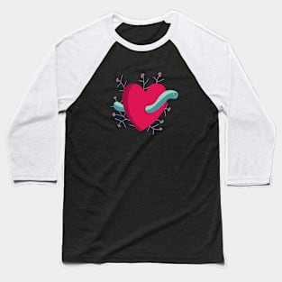 Heart worm on green Baseball T-Shirt